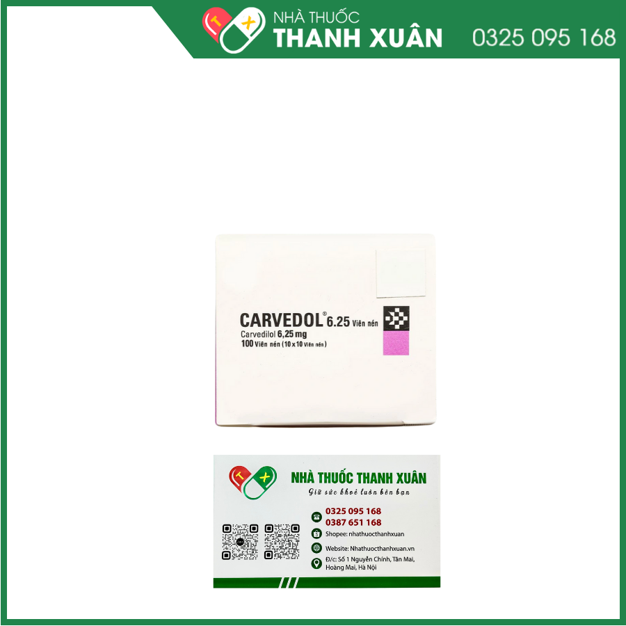 Carvedol 6.25 trị tăng huyết áp, đau thắt ngực